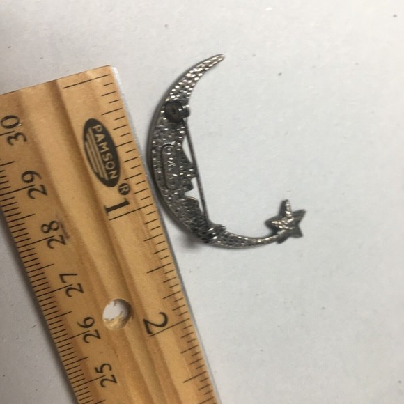 Vintage Signed Man in the Moon Brooch Pin Wicca Witchy Whimsygoth Retro Darlene - Picture 3 of 4